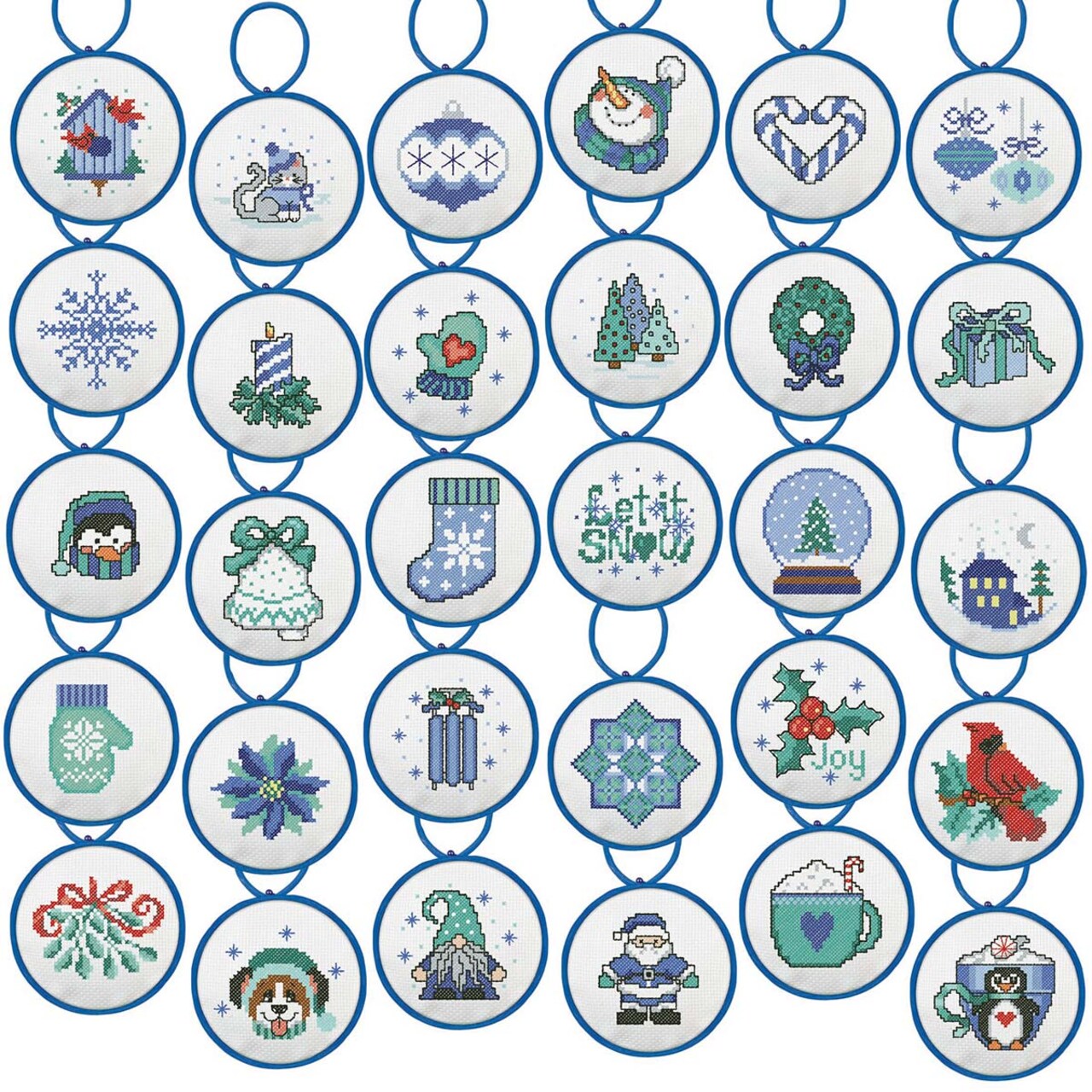 Herrschners Wintry Blues Ornament Set Counted Cross-Stitch Kit